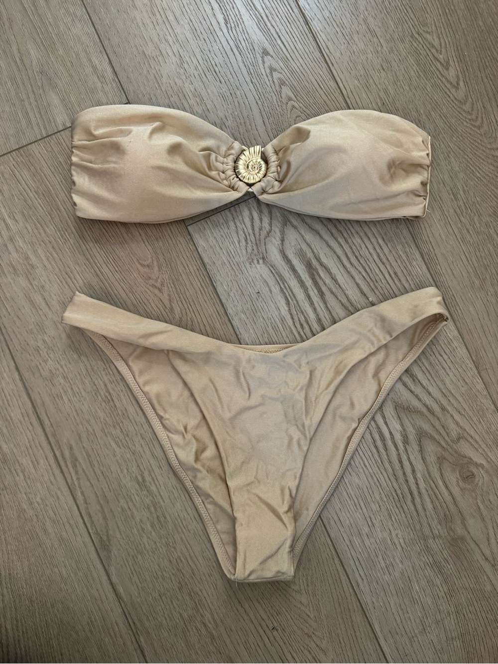 Gold Bandeau Bikini Set with Decorative Center Size L